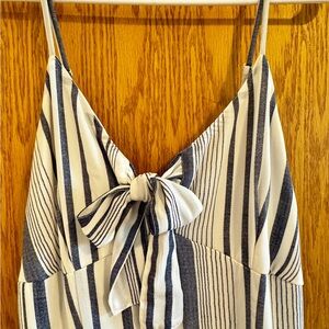 Striped Wide-Leg Jumpsuit in Navy and White